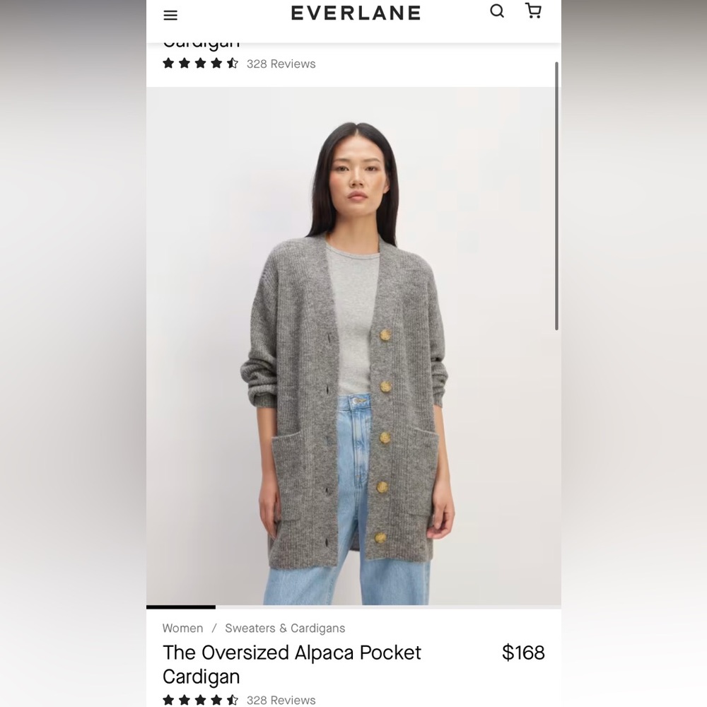 Everlane Alpaca fur gray cardigan (XS)